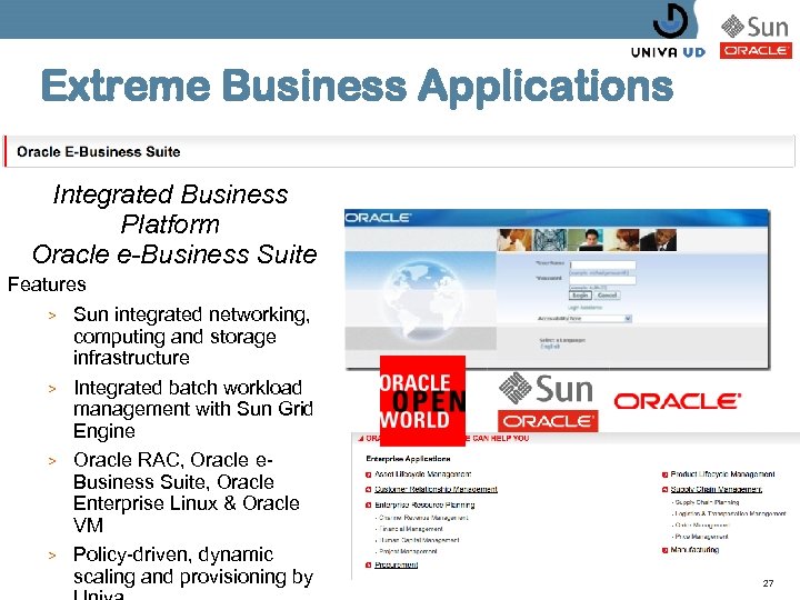 Extreme Business Applications Integrated Business Platform Oracle e-Business Suite Features > Sun integrated networking,