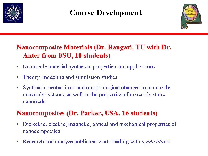 Course Development Nanocomposite Materials (Dr. Rangari, TU with Dr. Anter from FSU, 10 students)