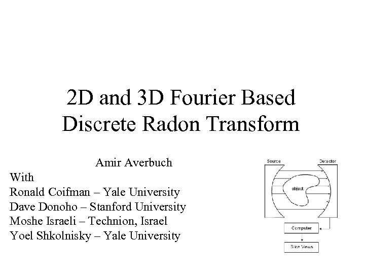 2 D and 3 D Fourier Based Discrete Radon Transform Amir Averbuch With Ronald