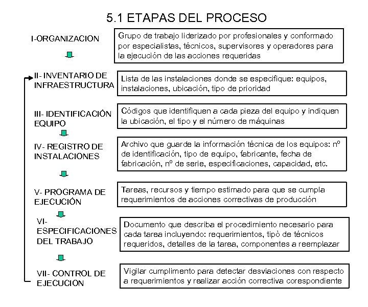 5. 1 ETAPAS DEL PROCESO I-ORGANIZACION Grupo de trabajo liderizado por profesionales y conformado