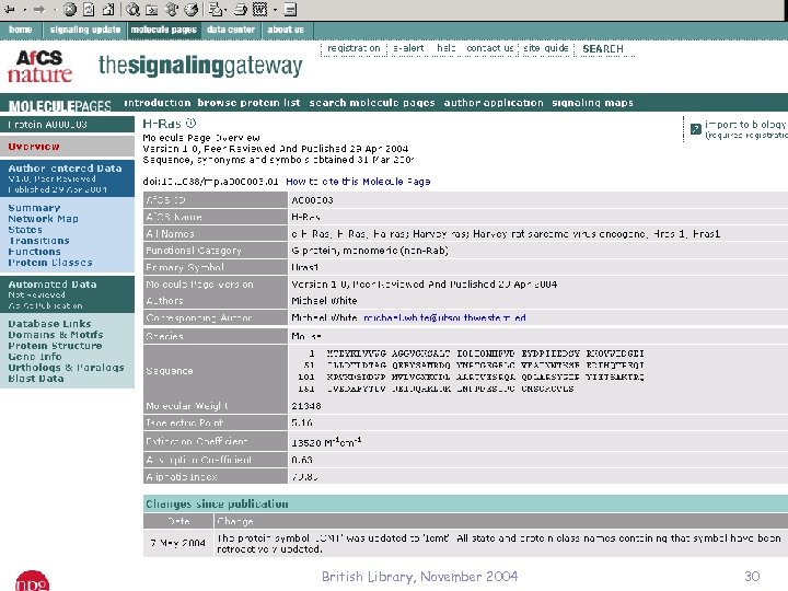  British Library, November 2004 30 