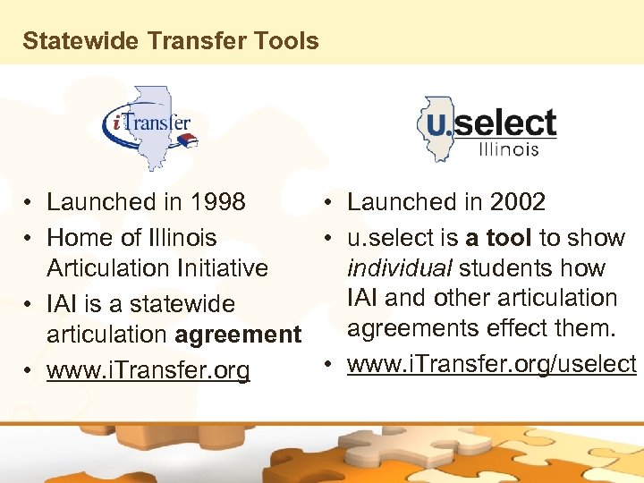Statewide Transfer Tools • Launched in 1998 • Launched in 2002 • Home of
