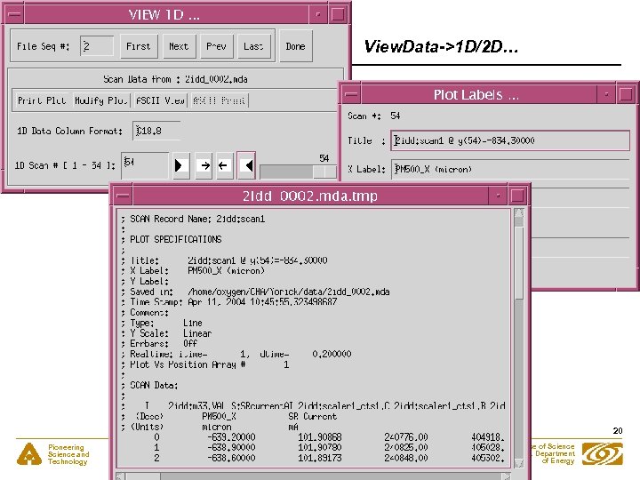 View. Data->1 D/2 D… 20 Pioneering Science and Technology Office of Science U. S.