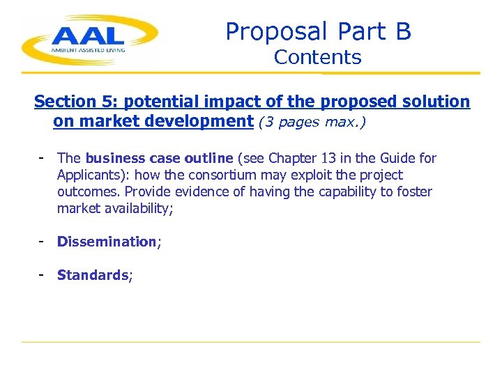 Proposal Part B Contents Section 5: potential impact of the proposed solution on market