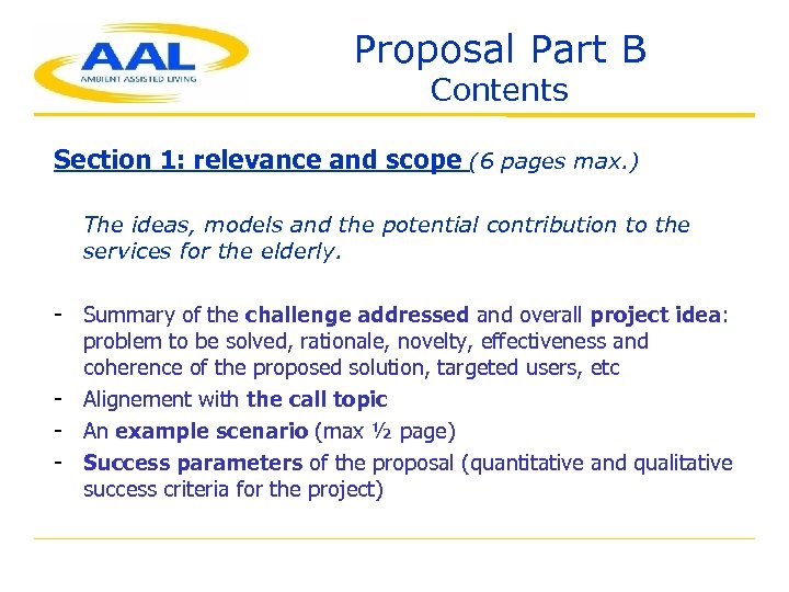 Proposal Part B Contents Section 1: relevance and scope (6 pages max. ) The