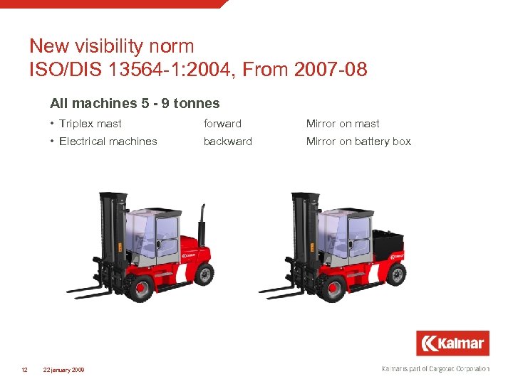 New visibility norm ISO/DIS 13564 -1: 2004, From 2007 -08 All machines 5 -