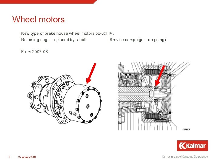 Wheel motors New type of brake house wheel motors 50 -55 HM. Retaining ring