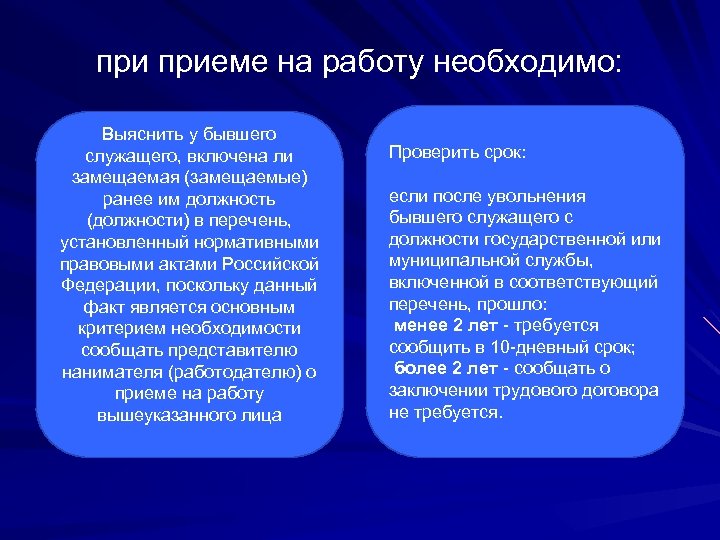 при приеме на работу необходимо: Выяснить у бывшего служащего, включена ли замещаемая (замещаемые) ранее