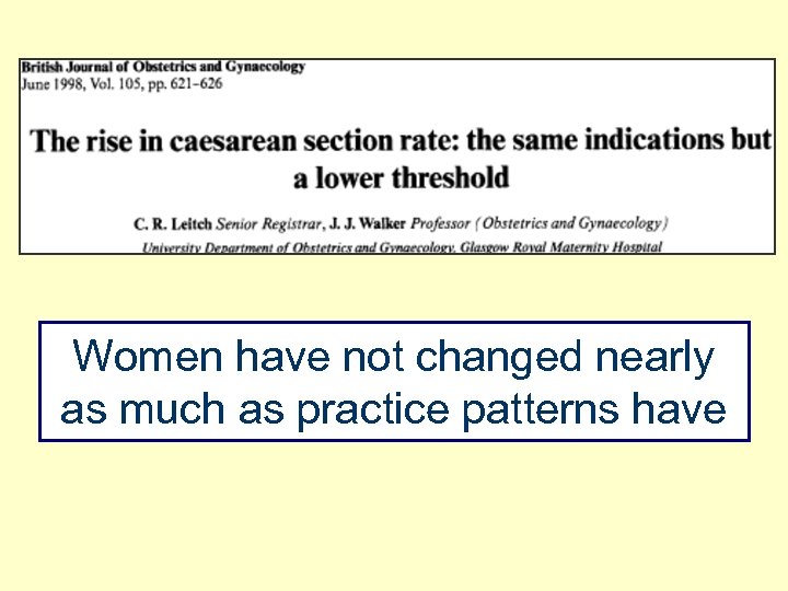 Women have not changed nearly as much as practice patterns have 