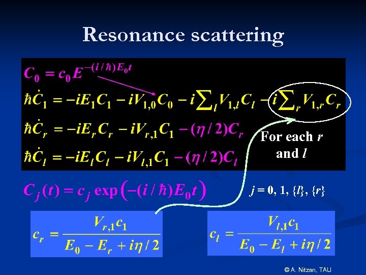 Resonance scattering For each r and l j = 0, 1, {l}, {r} ©