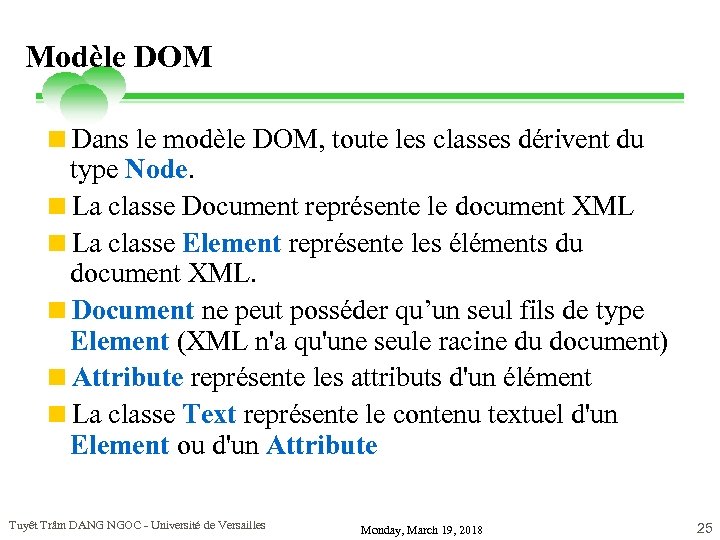 Modèle DOM <Dans le modèle DOM, toute les classes dérivent du type Node. <La