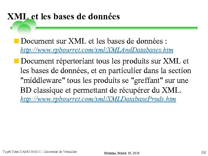 XML et les bases de données <Document sur XML et les bases de données