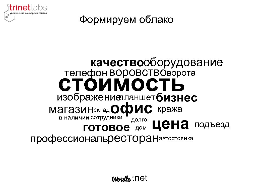 Формируем облако качествооборудование телефон воровствоворота стоимость изображение бизнес планшет магазинскладофис кража в наличии сотрудники