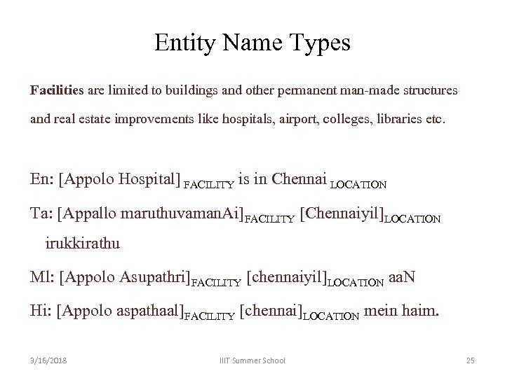 Entity Name Types Facilities are limited to buildings and other permanent man-made structures and
