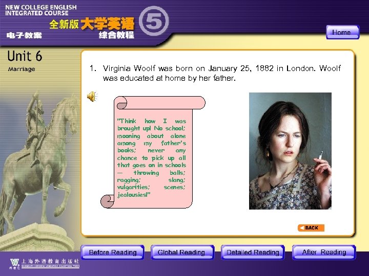 1. Virginia Woolf was born on January 25, 1882 in London. Woolf was educated