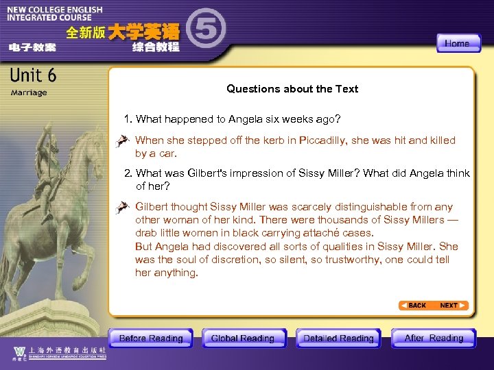 Questions about the Text 1. What happened to Angela six weeks ago? When she