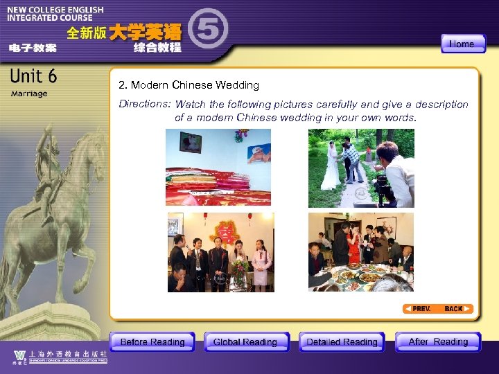 2. Modern Chinese Wedding Directions: Watch the following pictures carefully and give a description