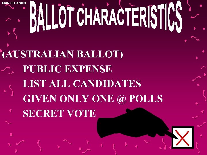 MAG CH 9 SUM (AUSTRALIAN BALLOT) PUBLIC EXPENSE LIST ALL CANDIDATES GIVEN ONLY ONE