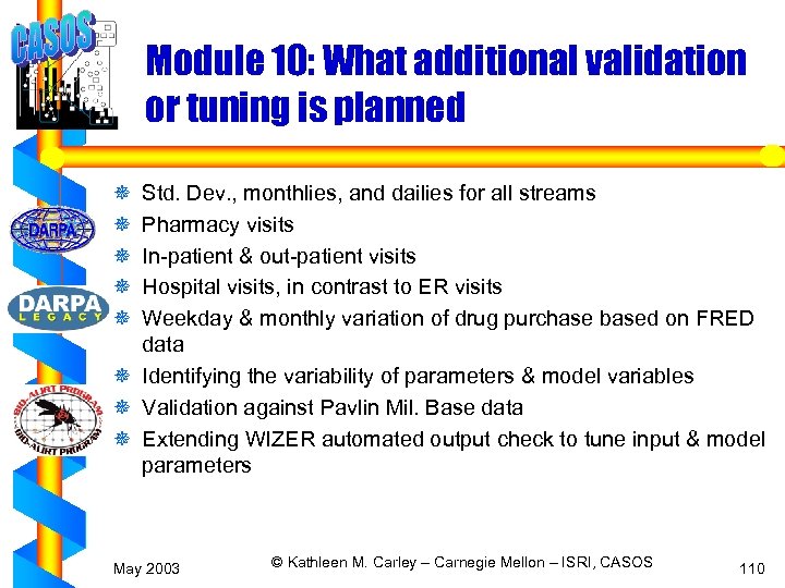Module 10: What additional validation or tuning is planned ¯ ¯ ¯ Std. Dev.