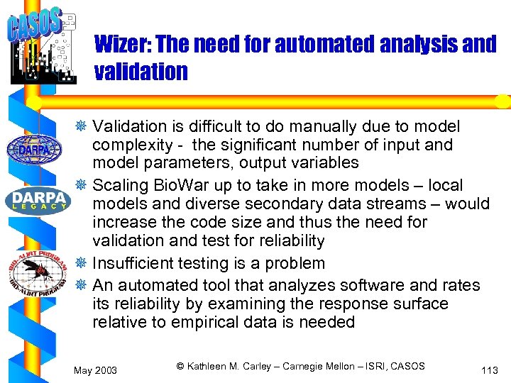 Wizer: The need for automated analysis and validation ¯ Validation is difficult to do