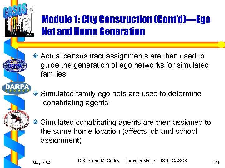 Module 1: City Construction (Cont’d)—Ego Net and Home Generation ¯ Actual census tract assignments