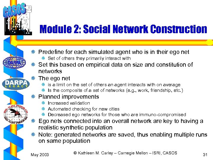 Module 2: Social Network Construction ¯ Predefine for each simulated agent who is in