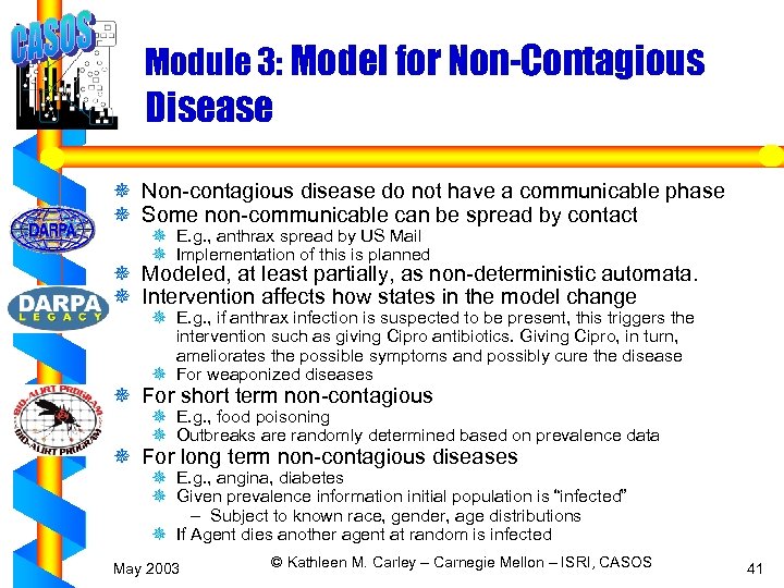 Module 3: Model for Non-Contagious Disease ¯ Non-contagious disease do not have a communicable