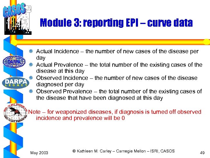 Module 3: reporting EPI – curve data ¯ Actual Incidence – the number of