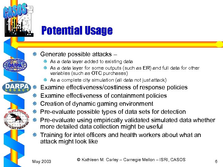 Potential Usage ¯ Generate possible attacks – ¯ As a data layer added to