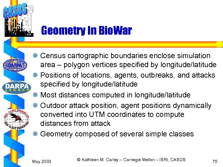 Geometry In Bio. War ¯ Census cartographic boundaries enclose simulation area – polygon vertices