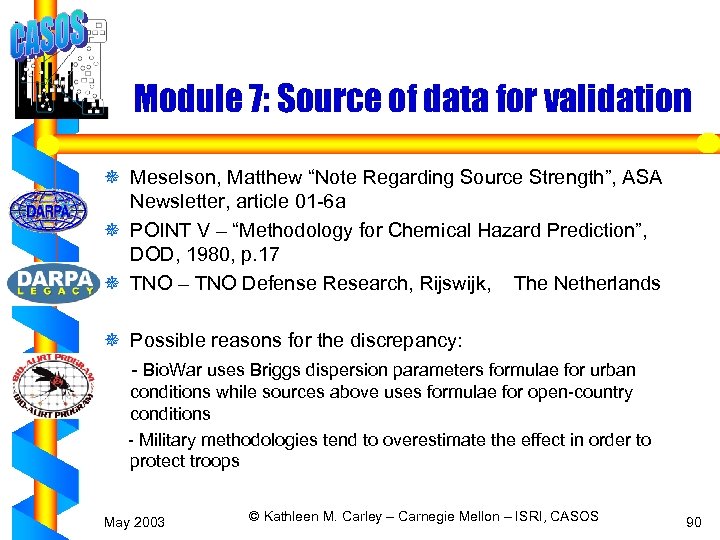 Module 7: Source of data for validation ¯ Meselson, Matthew “Note Regarding Source Strength”,