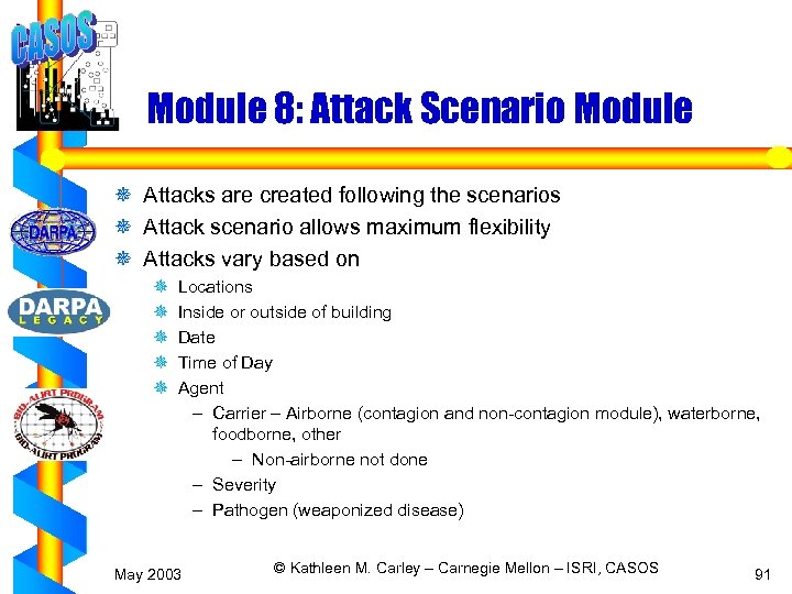 Module 8: Attack Scenario Module ¯ Attacks are created following the scenarios ¯ Attack