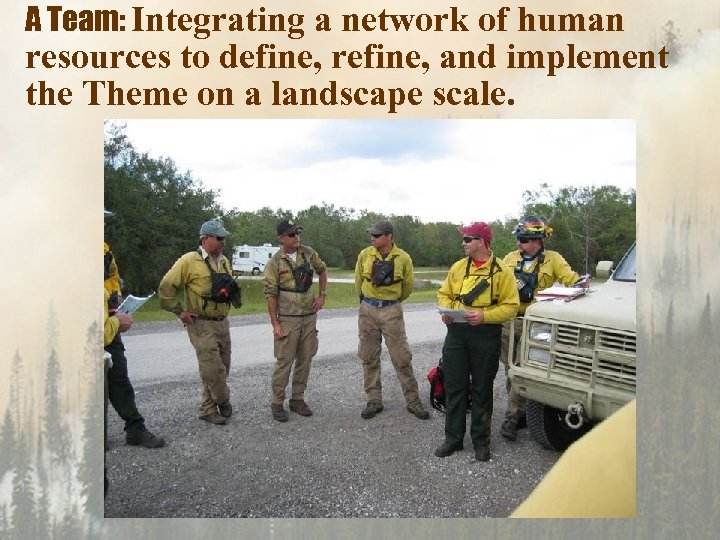 A Team: Integrating a network of human resources to define, refine, and implement the