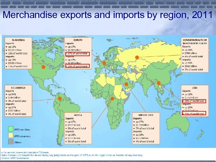 Merchandise exports and imports by region, 2011 
