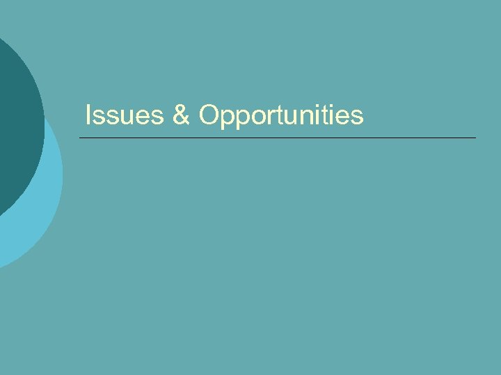 Issues & Opportunities 