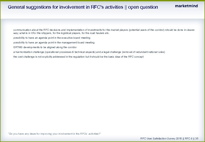 General suggestions for involvement in RFC's activities || open question communication about the RFC