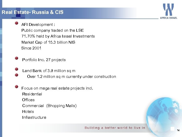 Real Estate- Russia & CIS AFI Development : Public company traded on the LSE