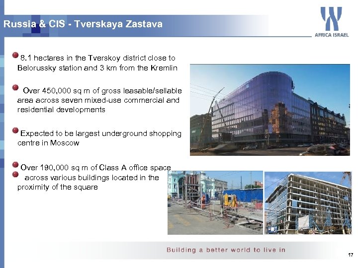 Russia & CIS - Tverskaya Zastava 8. 1 hectares in the Tverskoy district close