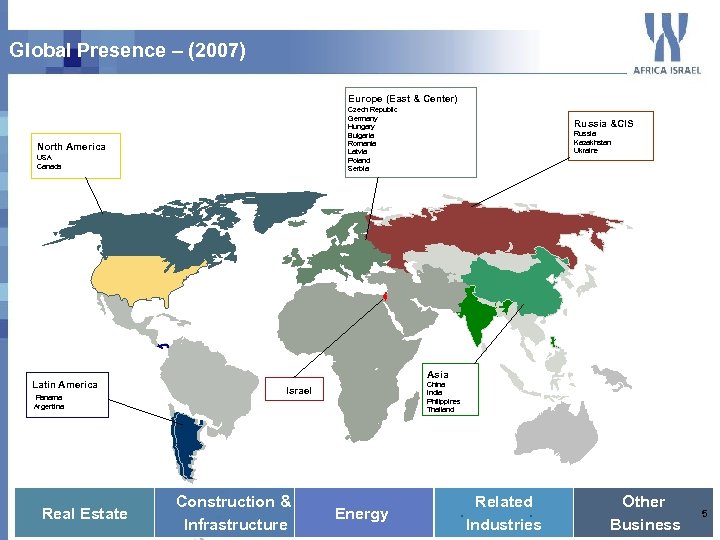 Global Presence – (2007) Europe (East & Center) Czech Republic Germany Hungary Bulgaria Romania