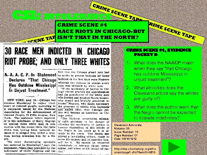 CR IME CSI: INTOLERANCE CR SC IME SCE NE TAP E CR IME CRIME