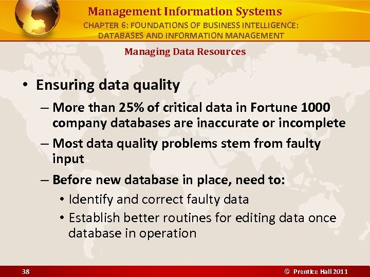Management Information Systems CHAPTER 6: FOUNDATIONS OF BUSINESS INTELLIGENCE: DATABASES AND INFORMATION MANAGEMENT Managing