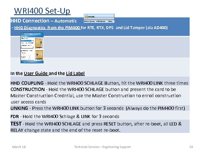 WRI 400 Set-Up HHD Connection – Automatic - HHD Diagnostics from the PIM 400