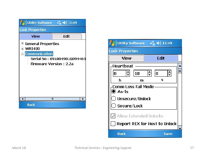  March 18 Technical Services – Engineering Support 27 