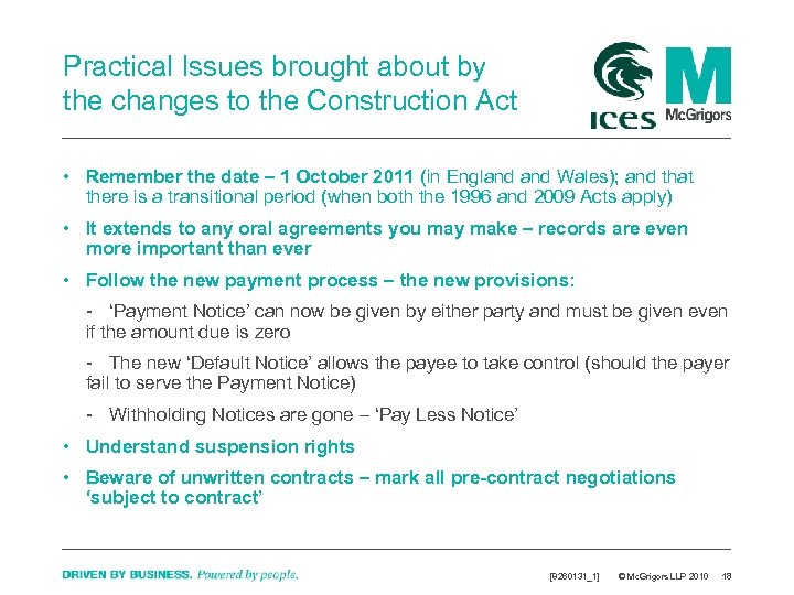 Changes to the Construction Act and a Legal