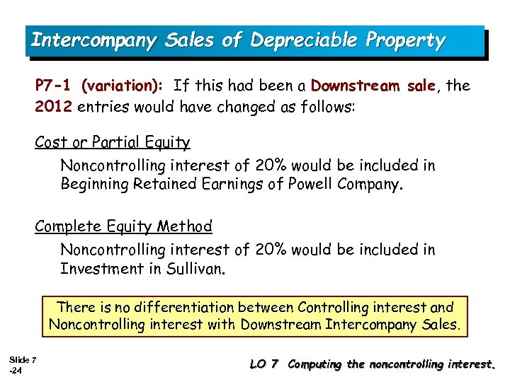 Intercompany Sales of Depreciable Property P 7 -1 (variation): If this had been a