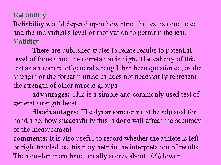 A — Level Handgrip strength test A Level