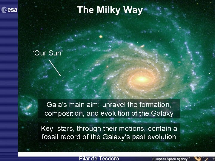The Milky Way ‘Our Sun’ Gaia’s main aim: unravel the formation, composition, and evolution
