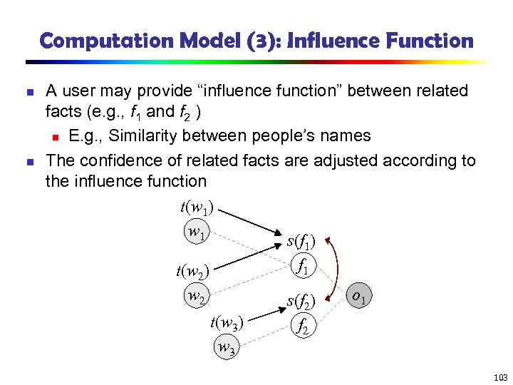 Computation Model (3): Influence Function n n A user may provide “influence function” between