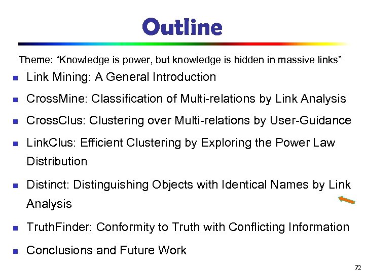 Outline Theme: “Knowledge is power, but knowledge is hidden in massive links” n Link