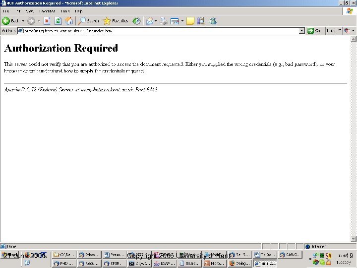 21 June 2006 Copyright 2006 University of Kent 19 